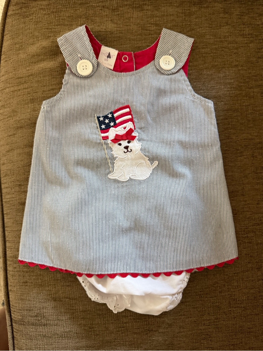 Girls 12 Month Patriotic Dress Diaper Cover